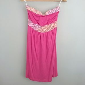 Ocean Drive Pink Hawaiian Flower Trim Dress